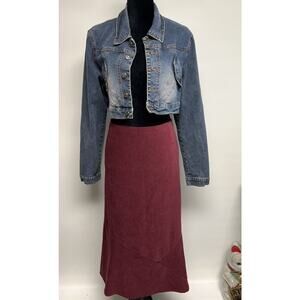 Y2K Deb Blue Denim Distressed Crop Jean Jacket Medium Boho Festival Western
